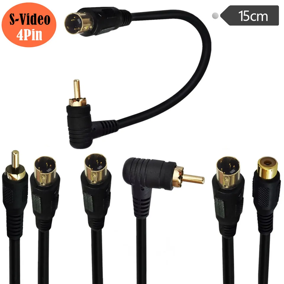 Kábel S-Video, Angable S-Video 4pin Mini Din Male na RCA Composite Adapter Cable na pripojenie prenosných počítačov so 4-kolíkovými S-Video konektormi