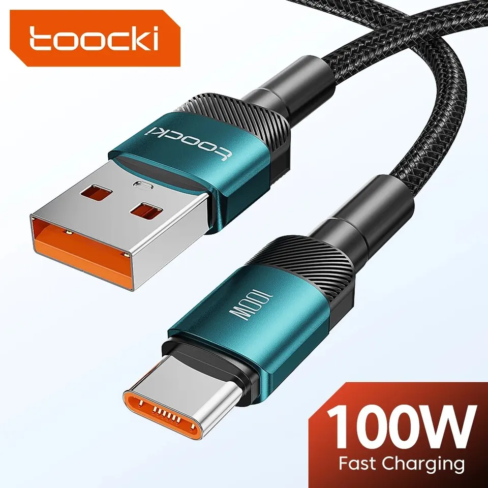 Kábel Toocki 6a USB typu C pre Xiaomi Poco Samsung Huawei 100 W rýchle nabíjacie nabíjačka USB C Dátový kábel typový kábel kábla kábla