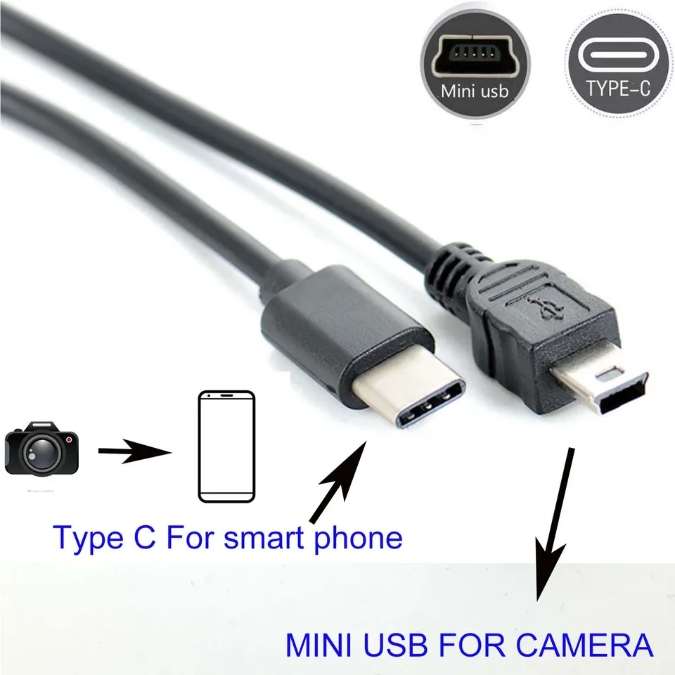 Kábel typu C na mini USB OTG kábel pre Canon 550D 600D 650D 500D 450D 60D 400D 1000D Camera na telefón Úpravné video video