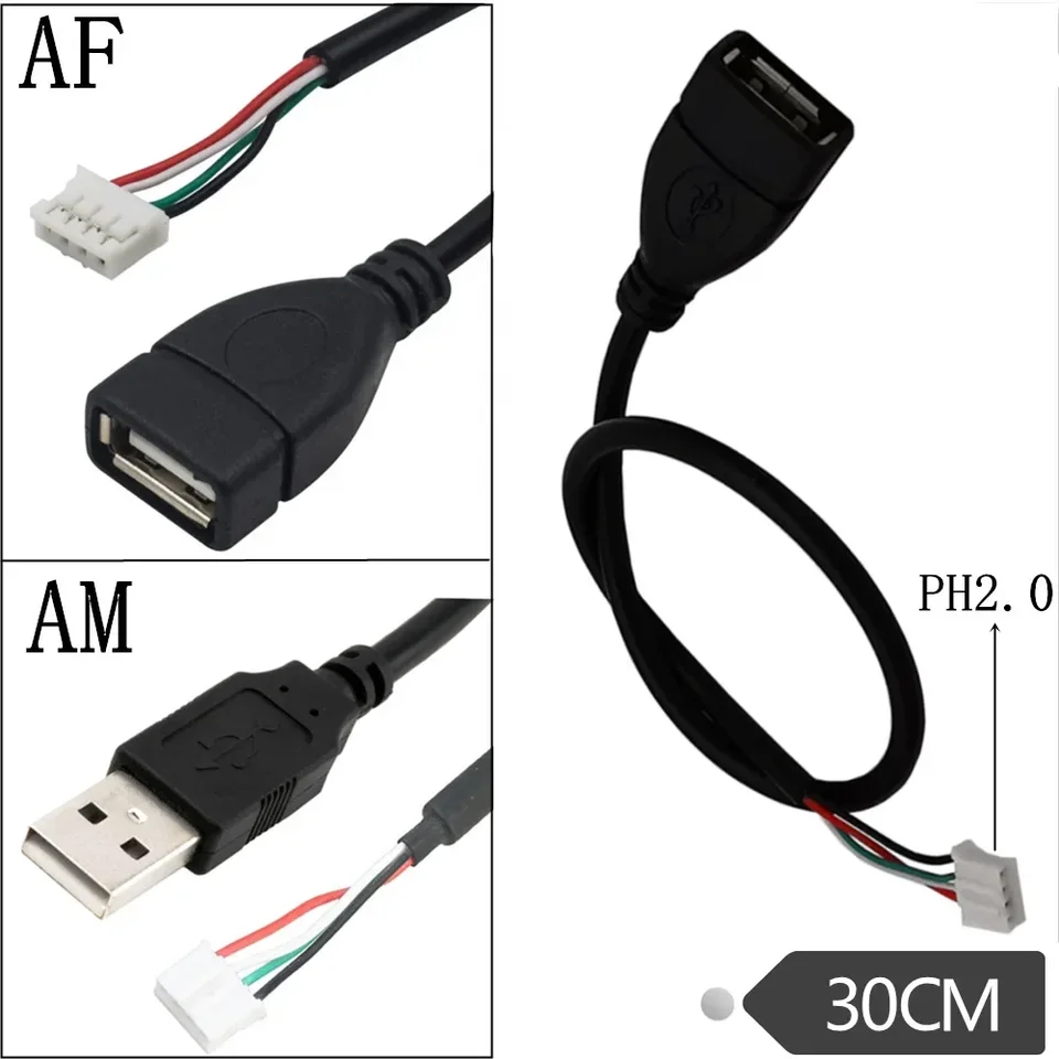 Kábel USB až 4p Ph2.0, 4p Ph2.0 Žena až USB 2,0 Žena/ mužský kábel USB do DuPont 4 -PIN dátový kábel 30 cm