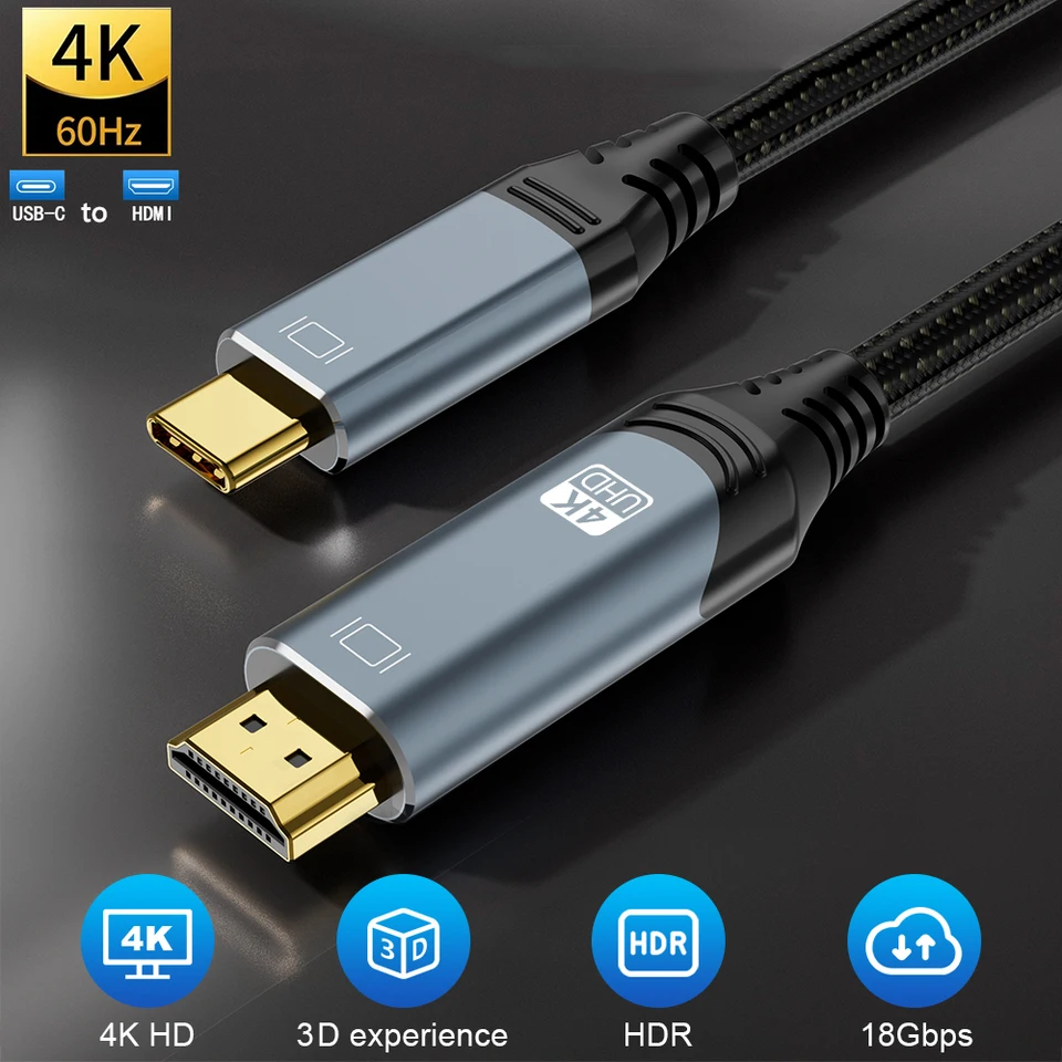 Kábel USB C až HDMI 4K Typ C až HDMI Kábel 4K 60Hz 2K 120Hz EARC HDCP Thunderbolt 3/4 Adapter pre MacBook Pro Air iPadpro S20