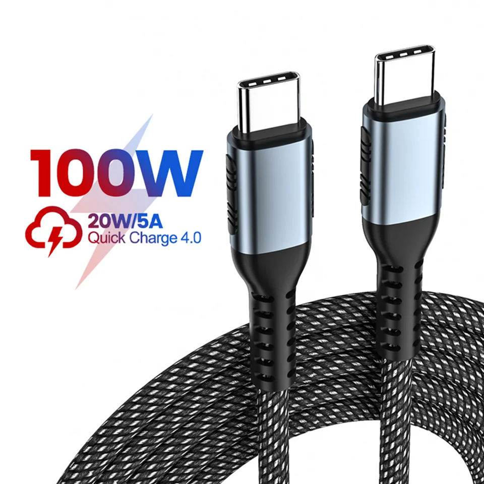Kábel USB C na USB Typ C pre MacBook Pro Rýchle nabíjanie 4.0 PD 100W 5A Rýchle nabíjanie pre Samsung Xiaomi Mi 10 Nabíjací kábel 1/2M