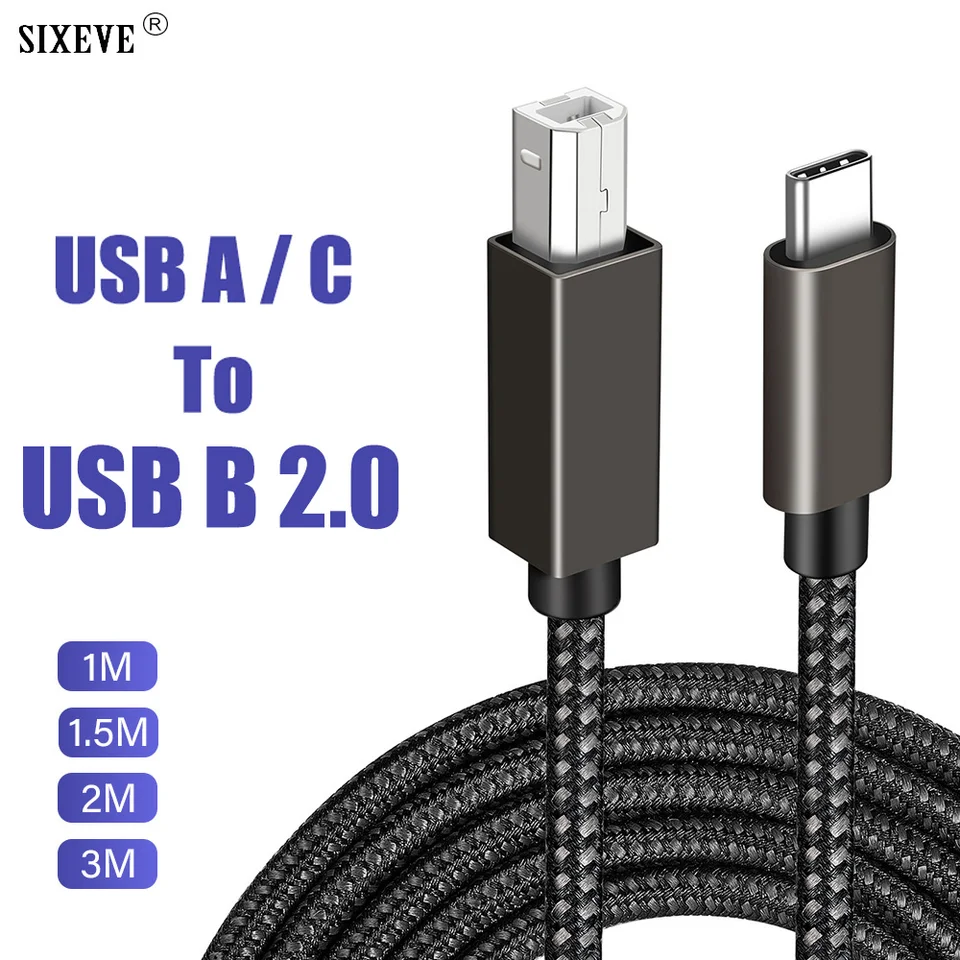 Kábel USB Typ A/C až B pre skener tlačiarne Fax Canon HP Epson Electric Piano High Speed ​​Square Interface USBC USBC USBB