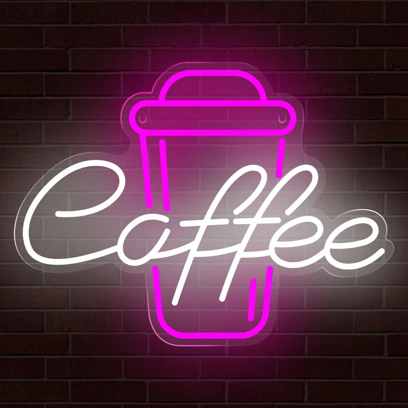 Káva LED neónové svetlo znak akrylové neónové znamenie USB Dimmer prepínač pre kaviareň Resturant Decor Decor Decor Business NEON NEON LILLES