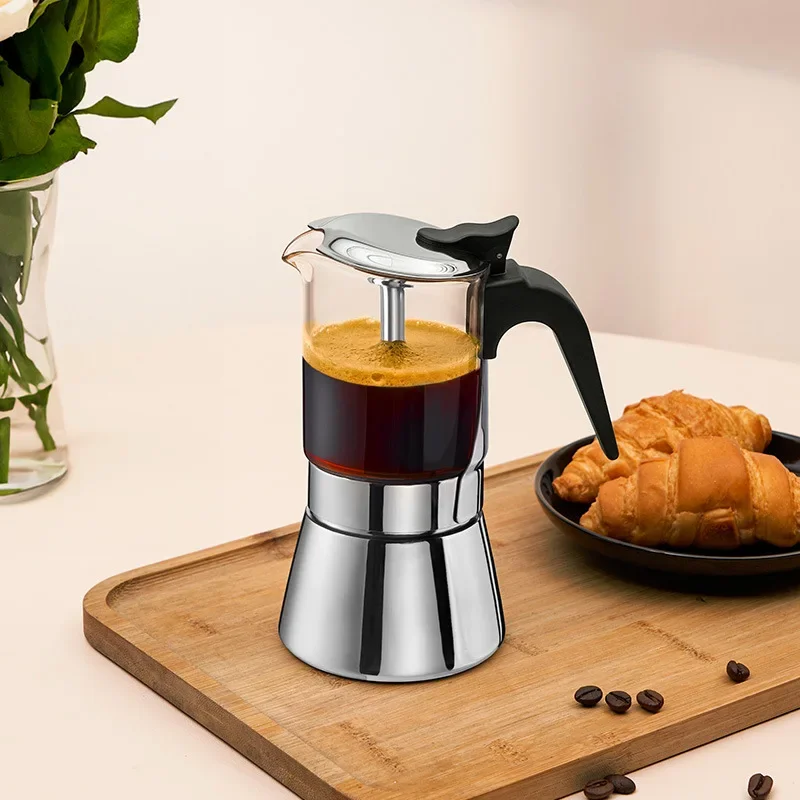 Kávovary Talian Moka Pot z nerezovej kávovaru strojové stroje Indukčné hrnce Sklený kaviareň kuchyňa kuchyňa