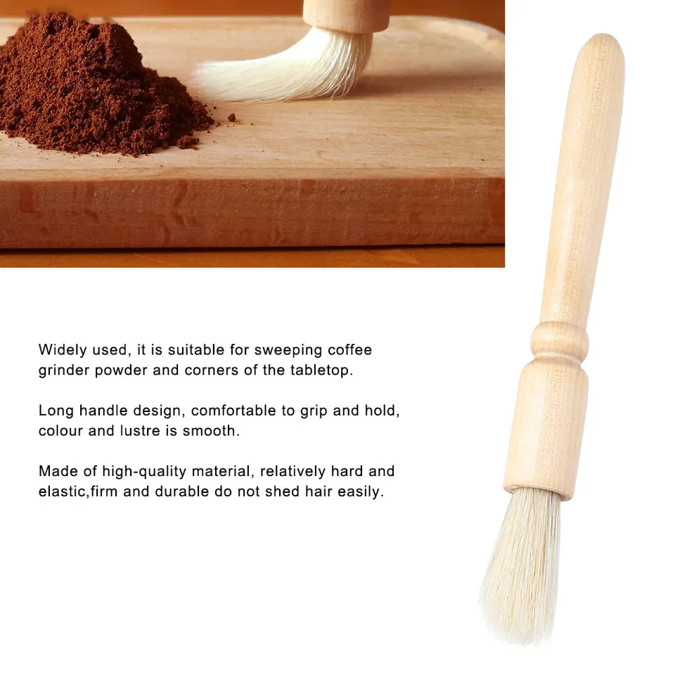 Kávová kefa na čistenie prášku Kefa Drevená kávová mlynčeková rukoväť na čistenie náradia Nylon Coffee Doplnky