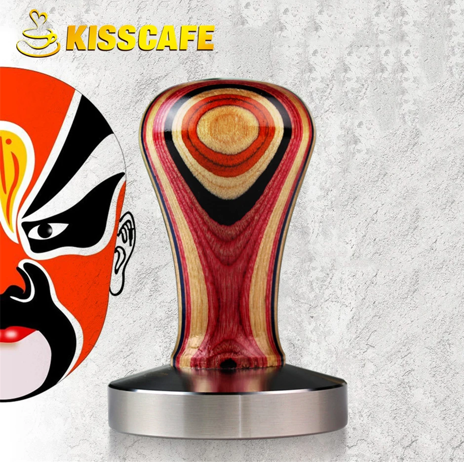 Kávový manipulátor 304 Nerezovú oceľ Farebné drevené rukoväte manufľová kávová kladivo kladivo 51 mm 53 mm 58 mm espresso barista doplnky