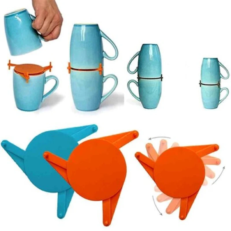Kávy organizátor Storage Skladovač kuchynská skrinka stohovateľná polica pre šálky Gadget Color Pohyb pre šálky