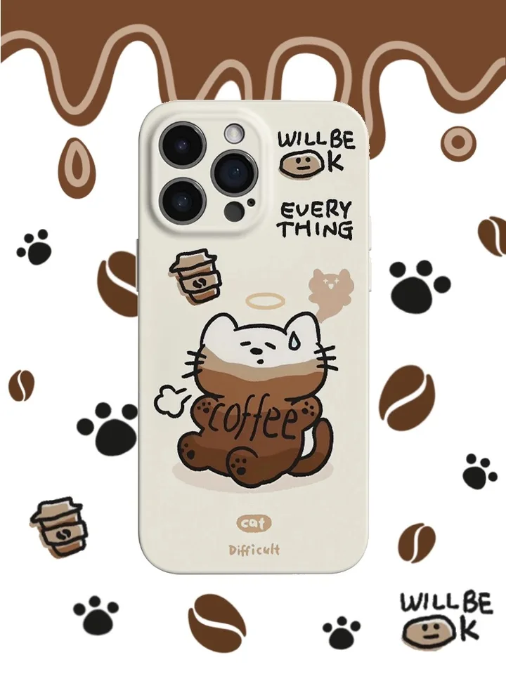 Káza Cat Brown Pase pre iPhone 15 14 11 12 13 Pro MAX KOREA INS 12 13 MINI RETIFON PASE pre iPhone xr xs max SE2