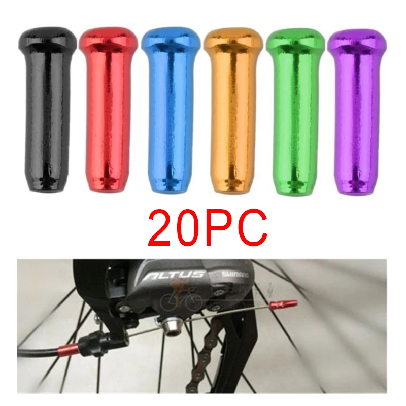 Káča na brzdenie bicyklov 20pc bicykelový brzdový drôt koncové čiapky Ultralight Road bicykle posunutie posunu prehnane káblové čiapky na bicykle