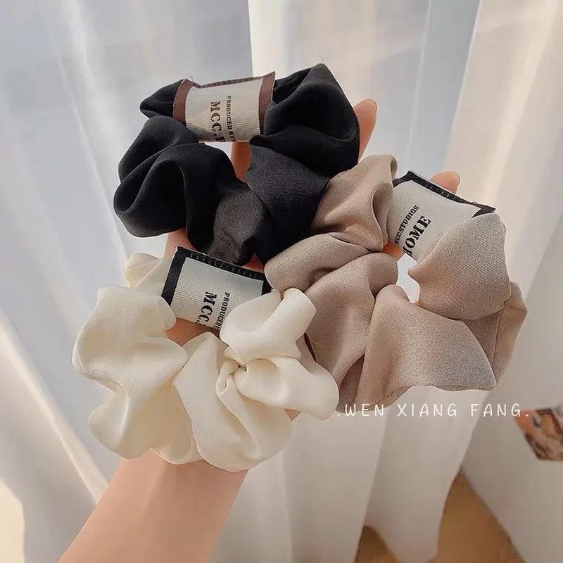 Kórea móda hodvábny scrunchie pre ženy masívne saténové vlasové pásy dievča elastické vlasy kravaty kravaty crunchies vlasové doplnky chouchou