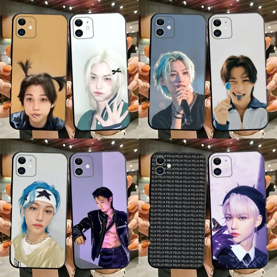 Kórea Star Phone pre iPhone 15,14,13,12,11, plus, Pro Max, XS, X, XR, SE, MINI, 8,7 F-Felixs Lee Soft Silikone Black Cover