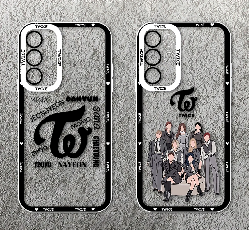 Kórejská dievčenská skupina dvakrát pre Samsung Galaxy S23 S22 S21 S20 Pro Fe Ultra A23 A52 A53 A71 Angel Eyes Transparentné telefónne puzdro
