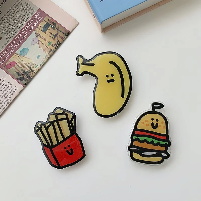 Kórejská karikatúra francúzsky burger hamburger griptok pre iPhone 15 Samsung Universal Phone Accessories Držiteľ telefónu Tok Tok Stand