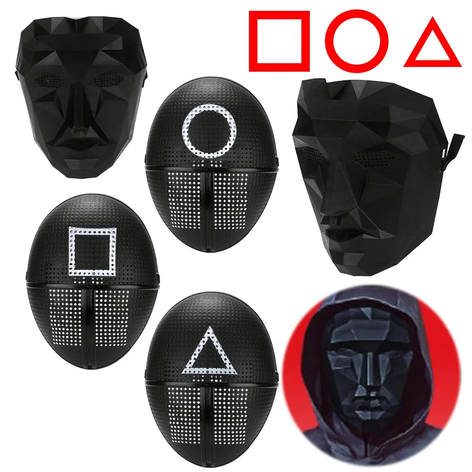Kórejská televízia Calamari Game Cosplay maska ​​rekvizity Boss Square Circle Triangle Pattern Celá strana Masky rolí