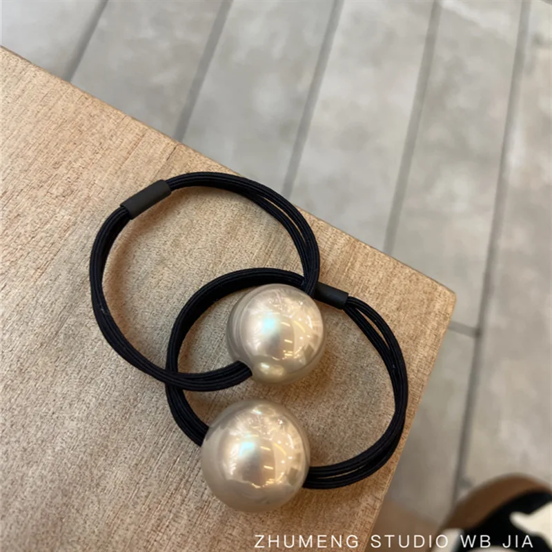 Kórejská veľká imitácia perlové lano scrunchies gumové vlasové kravaty elastické vlasové pásky