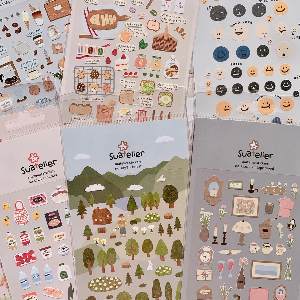 Kórejská značka Suatelier Zbierka Denné potraviny vlogové nálepky DIY Scrapbooking Journey Denník STRACETY STRÁNKY Dodávky
