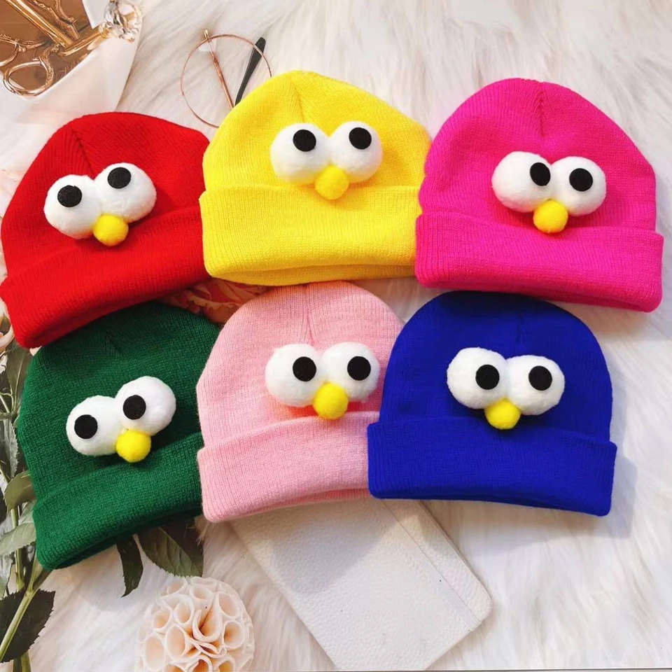 Kórejské dieťa jesenné zimné klobúk roztomilé oči pletené teplé novorodenecké čiapka dieťa Beanie Solid Color Dievčatko chlapec