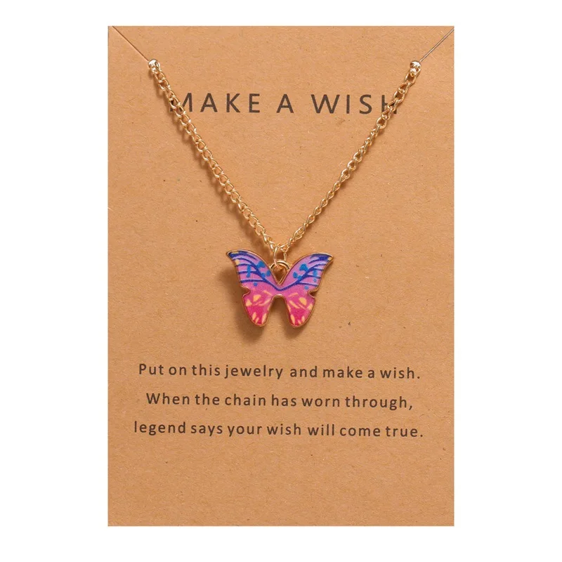 Kórejské kúzlo Vytvorte si prianie Coloful Butterfly Náhrdelník lepenka Lucky krk retiazka pre elegantné dámske večierky dovolenkové šperky darčeky
