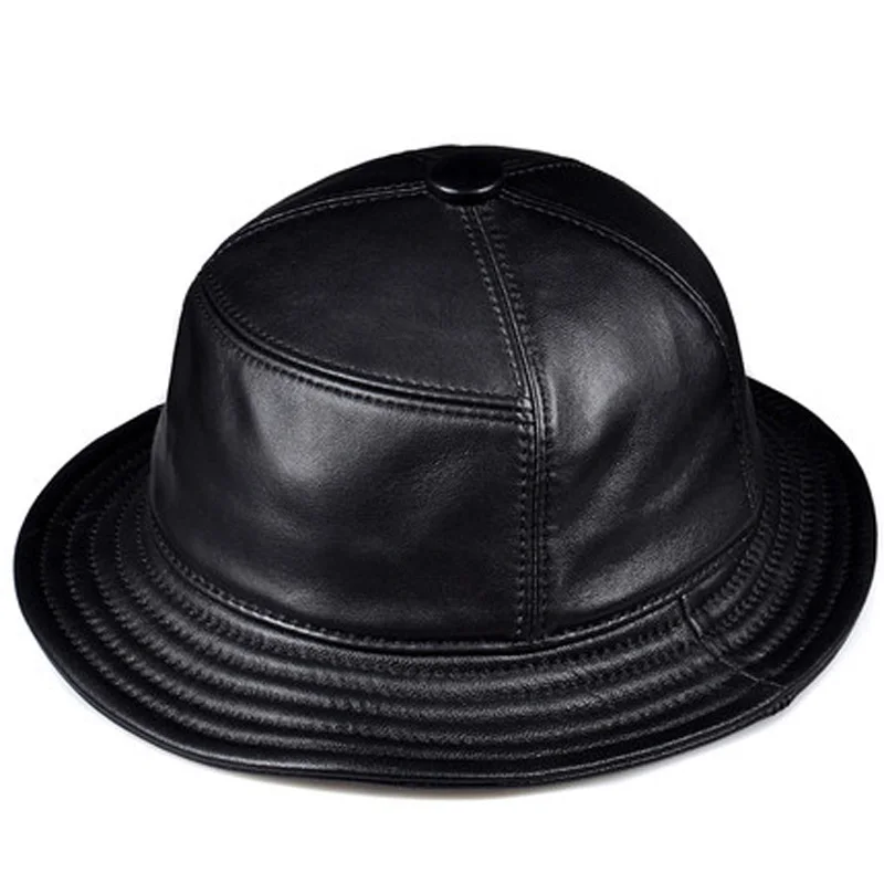 Kórejské módne ACC unisex Originálne kožené vedro klobúky Men Ženy Príležitostné rybárske čiapky Muž Male Black Basin Cap Sombrero Mujer