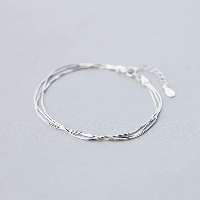 Kórejské módne jednoduché náramky pre ženy pre ženy Silver 925 Hot Fashion 925 Sterling strieborný náramok pre ženy