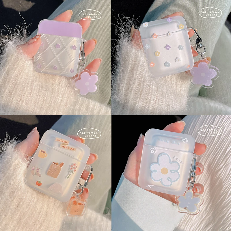 Kórejské čerstvé kvetinové puzdro pre jablko AirPods 1 2 Pro Case Cuce Cuce Case pre AirPods 3 Air Spods Pro2 puzdro s Keychain Lanyard