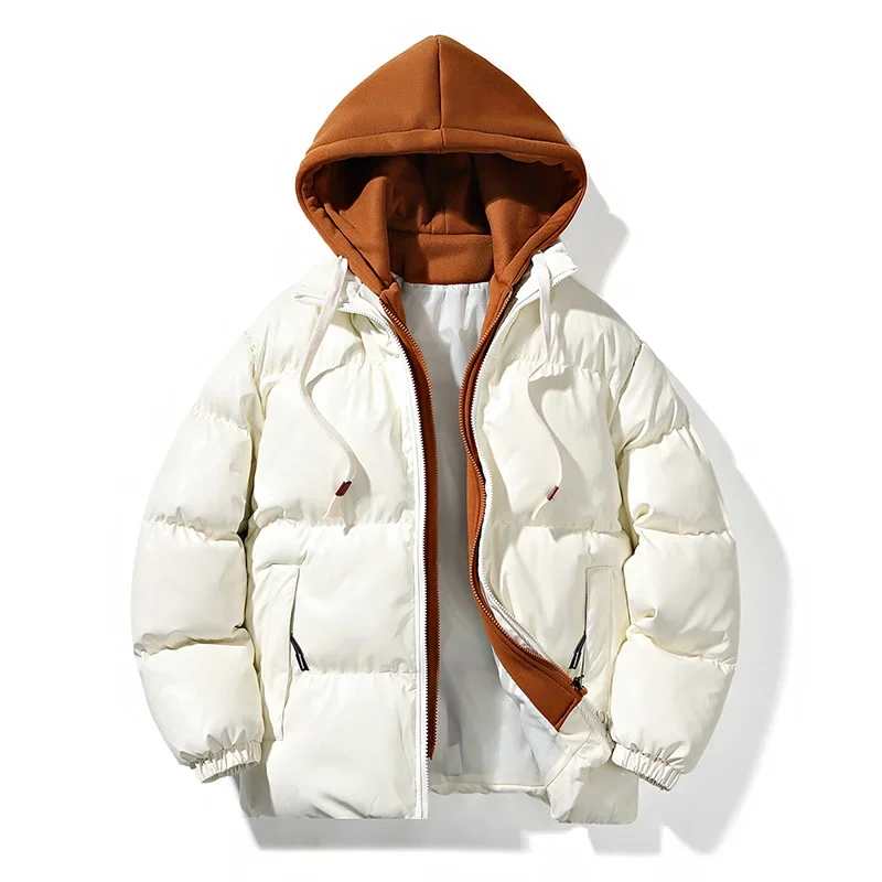 Kórejské čierne oblečenie Puffer Bundy Men s kapucňou Hrubé teplé farebné bublinové kabát Nové pánske ulice Hip Hop Hop Parka Winter Jacket
