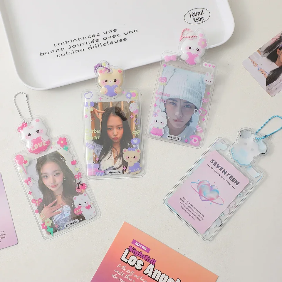 Kórejský 3 palcový držiteľ karty Rukáv roztomilý PVC Cartoon Photo Displej Pendant Star Chasing Album Card Bag