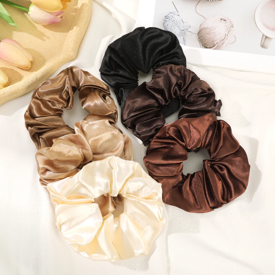 Kórejský hodvábny nadrozmerný scrunchie pre ženy elastické vlasové pásky