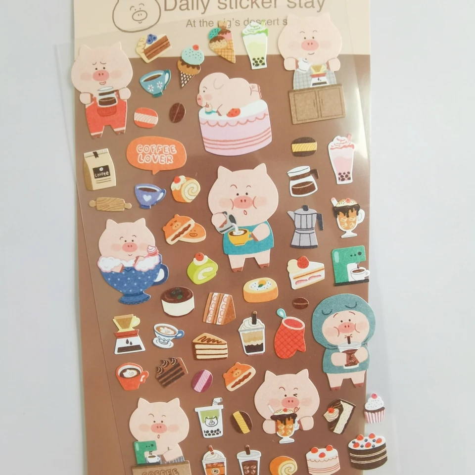 Kórejský import Originálne bonito ošípané dezertné nálepky na scrapbooking DIY Journal estetickú nálepku roztomilé kancelárske potreby Deco Dodávky