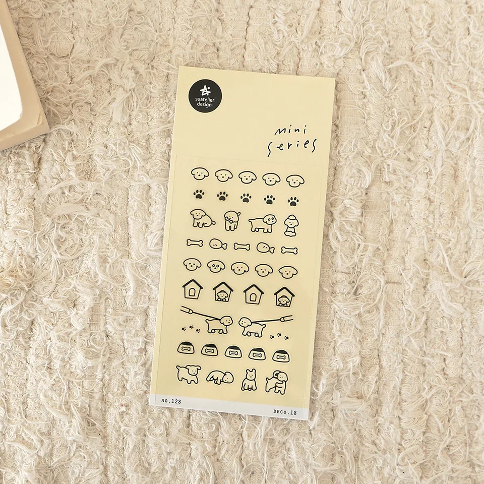 Kórejský import značka Suatelier Mini Puppy Food Pet Sticker Scrapbooking DIY Žurnál denník Nálepka na kancelárske potreby 128