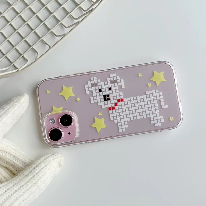 Kórejský ins Simple Star Robot Dog Puzdet pre iPhone 16 15 14 13 12 11 Pro Max xr xs max 7 8 plus mini y2k kreatívny roztomilý obal