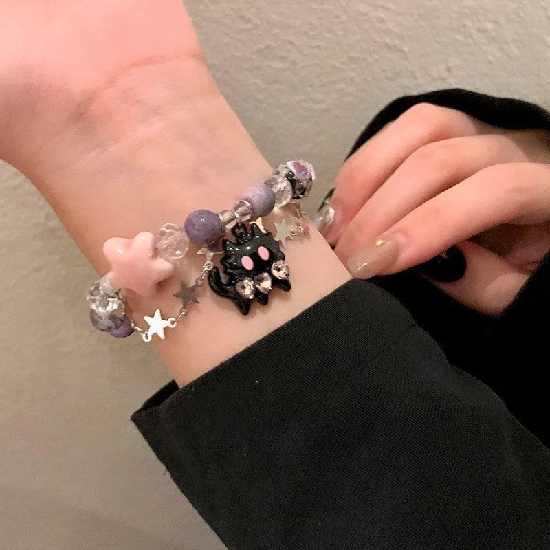 Kórejský módny vintage harajuku roztomilý Y2K Cat Star Beads Retial Bracelet pre egirl estetické šperky grunge 90. roky emo doplnky