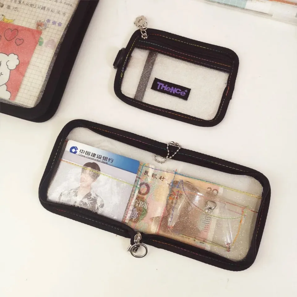 Kórejský PVC Coin Coin Pusľový prášok laser ceruzka vrecko na priehľadnosť voľného lista