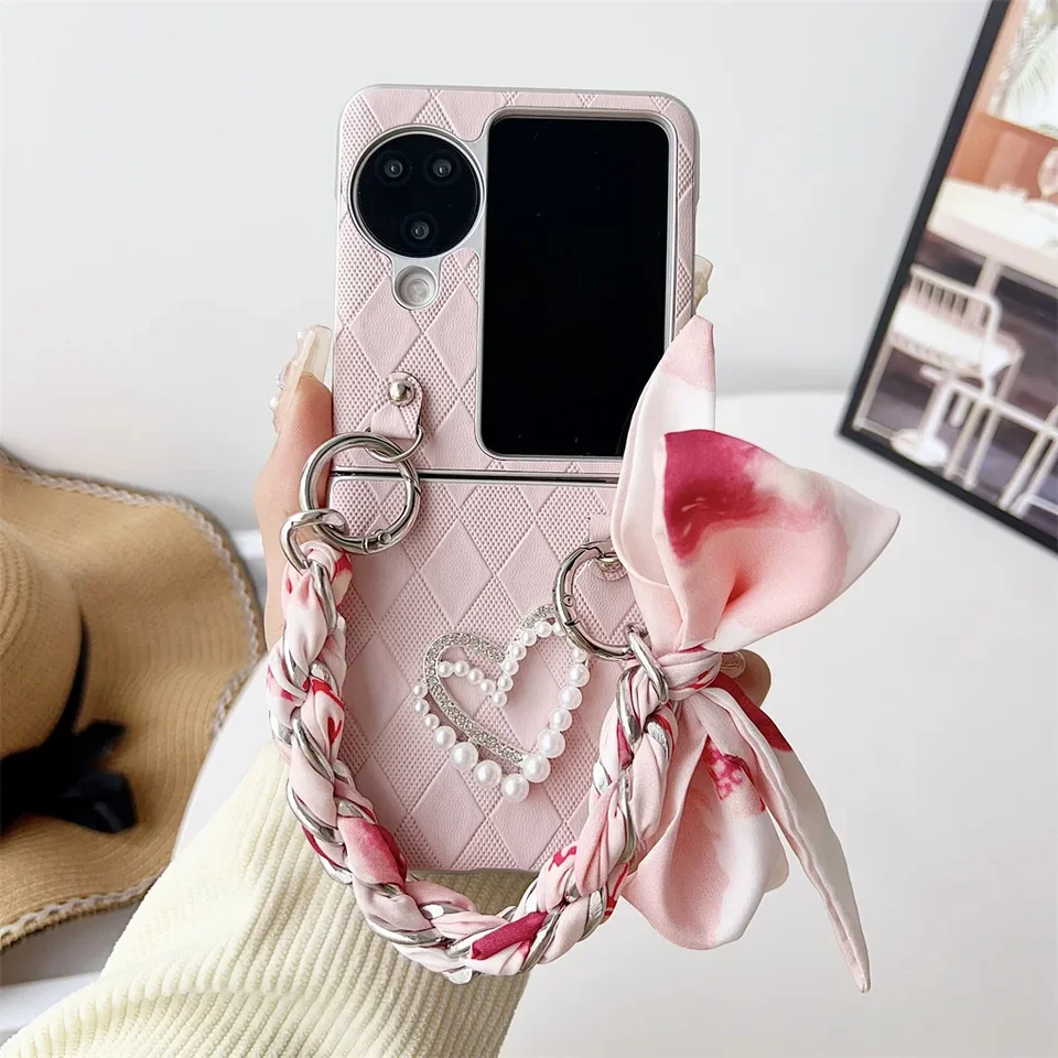 Kórejský roztomilý šál Prenosný lano blikajúci puzdro na telefón vhodný pre oppo Nájdenie N2 Flip N3 Flip N3 Flip Love Shockproof zadný kryt