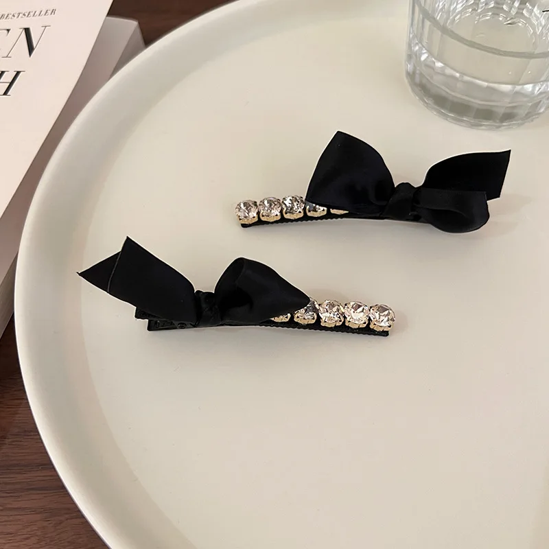 Kórejský štýl kamienok Čierne luky Barrettes všestranné vynikajúce okrajové klip Side Clip Headress Clip Clip Hair príslušenstvo nové