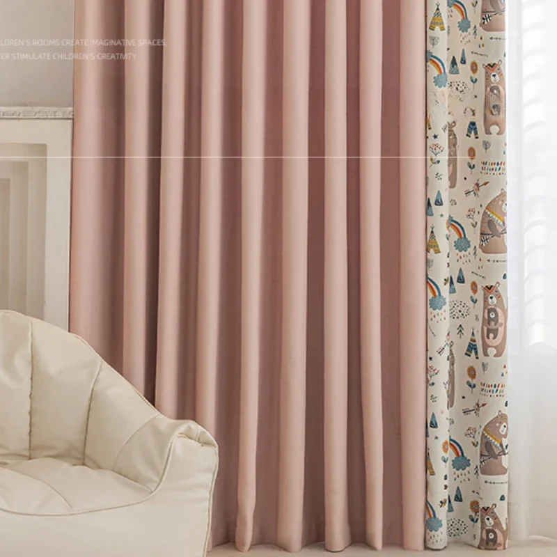 Kórejský štýl Minimalistické luxusné záclony pre obývaciu izbu Spálňa jedáleň ružové závesy