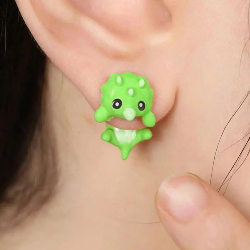 Kórejský štýl Roztomilé náušnice Dinosauru