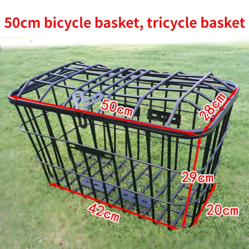 Kôš bicyklov 50 cm tučná trojkolka Zadný kôš nepremokavý trvanlivý skladovací kôš odnímateľné kovové koše s vnútorným vreckom
