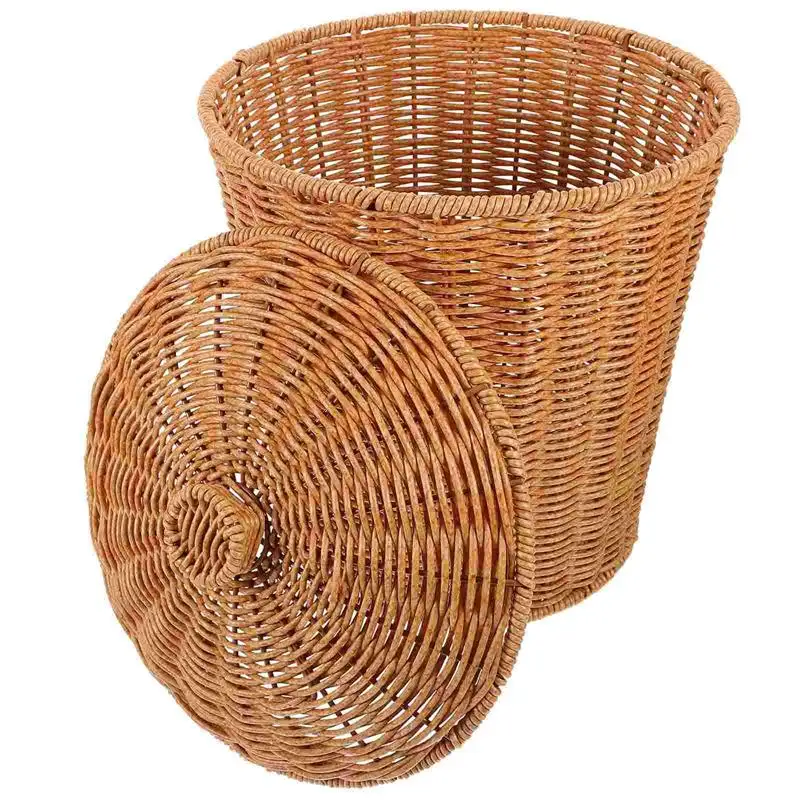Kôš môže prútené skladovanie odpadu s odpadom tkanou odpadkami odpadkov Rattan boho práčovňa kôš biele odpadky prekážk