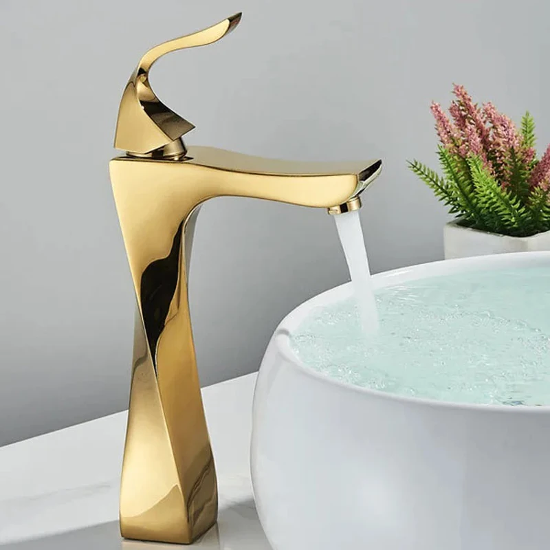 Kúpeľňa Faucet Basin umývadlo zlatý chróm Tap Tap Hot Cold Water Mixer Tap Dalk Hotel kúpeľne kohútik s jednou pákou kohútiky