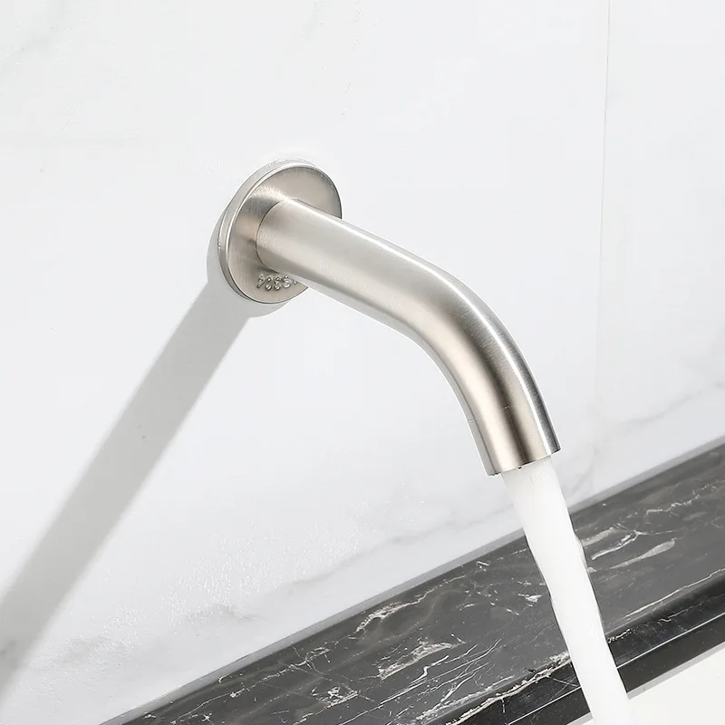 Kúpeľňa faucet stena namontované umývadlo Faucety z nehrdzavejúcej ocele studena voda Tap Touch Touch Press kúpeľňa Kúpeľ
