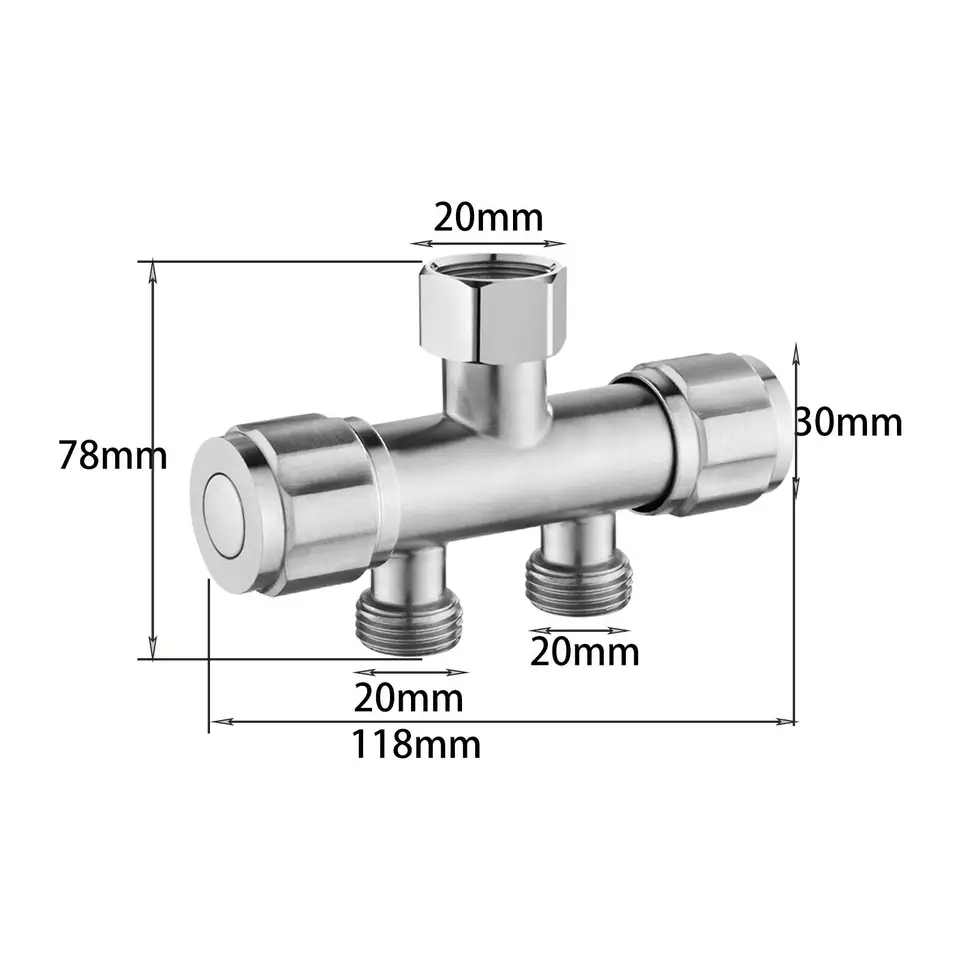 Kúpeľňa Faucet Ventil s jedným vstupom dvojitý výtok s dvojitým ovládacím ventilom pre sprchovú hlavu toaletný umývadlo ohrievač vody