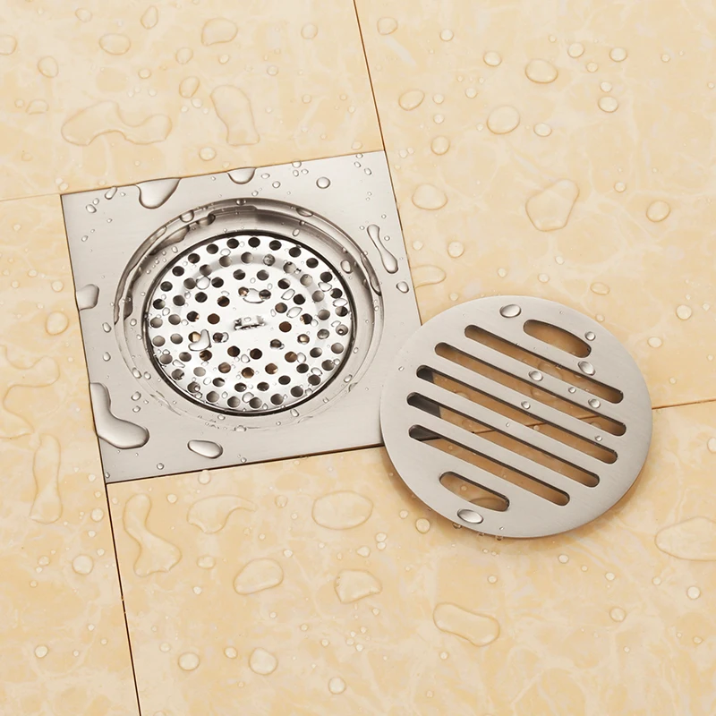 Kúpeľňová kefka niklu Soild Brass 120*120 mm štvorcový podlahový odpad z kúpeľne sprchovací kút odtok podlahy-MD5433