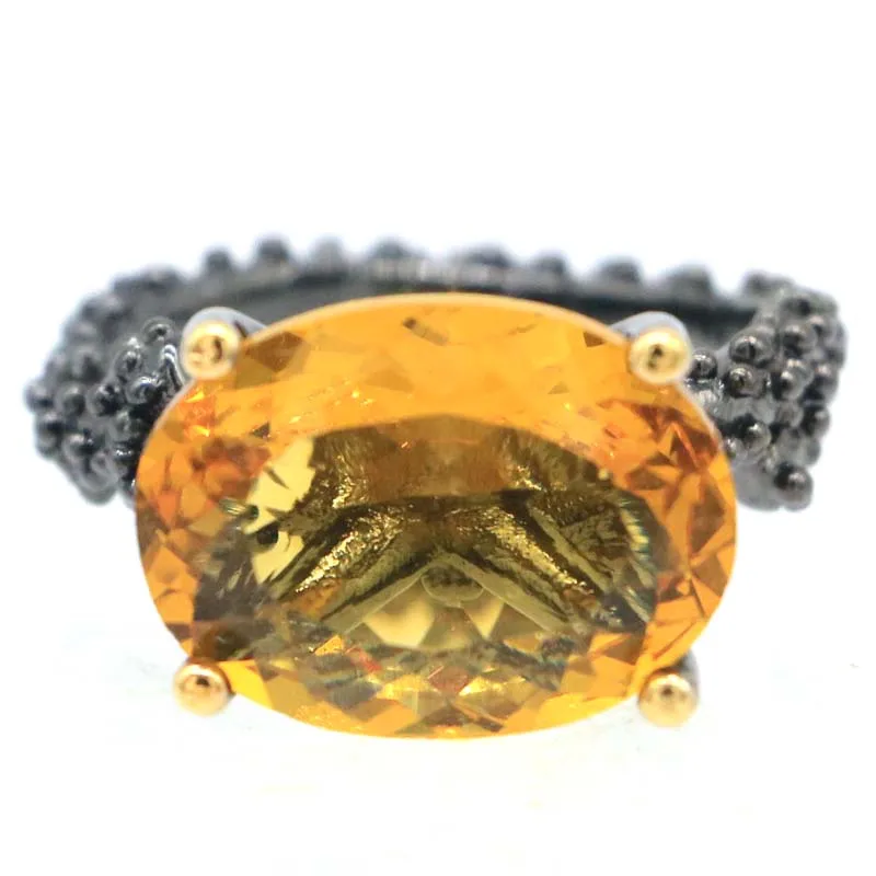 Kúpte si 3 Získajte 1 zadarmo 16x12 mm neo-gotický zlatý citrine zelený peridot červená krv Ruby Čierne zlato striebro Rings Wholesale Drop Shipping
