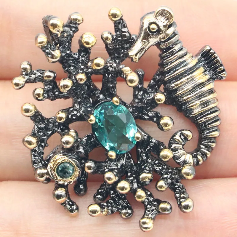 Kúpte si 3 Získajte 1 zadarmo 37x33mm Neo-gotické zviera 11g Rich Blue Aquamarine pre ženy