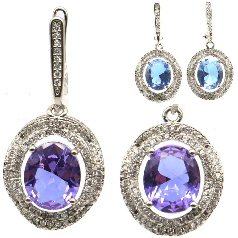 Kúpte si 4 Získajte 1 zadarmo 35x16mm Nový navrhnutý Alexandrite Topaz Zultanil Fire Rain, mystický topoz fialové topoz cz strieborné náušnice