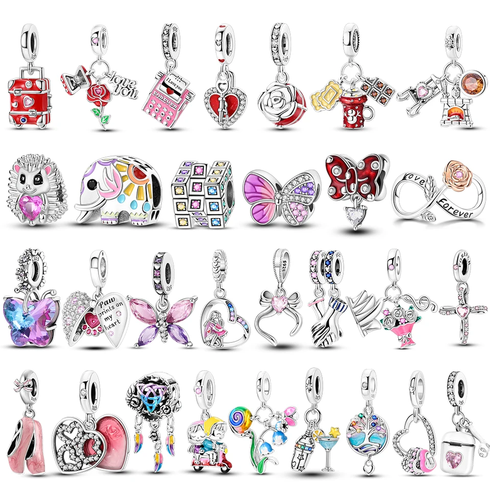Kúzla 925 Sterling Silver Rose Lover You Charms prívesky korálky fit originálny náhrdelník náramok náramok jemných šperkov Ženy