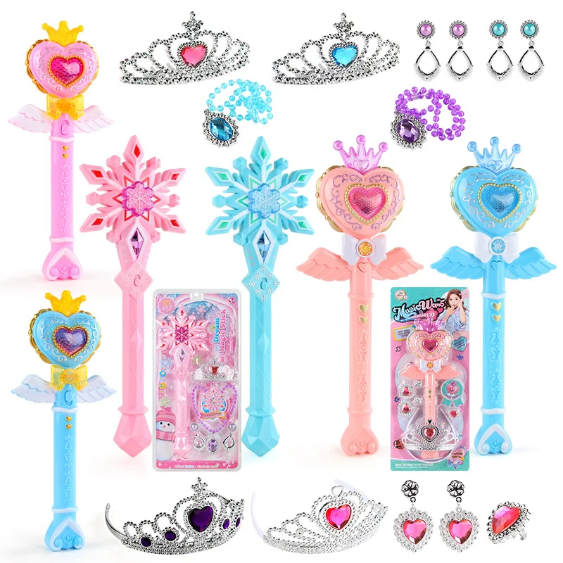 Kúzla prútik princezná bleskový prúžok Žiariaci zvukový efekt Fantasy rozprávka Cartoon Flash Wand Detské hračky narodeniny darček