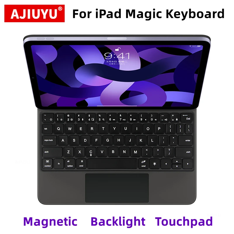 Kúzlová klávesnica pre iPad Pro 11 12,9 palca 2022 2018 2021 2020 Vzduch 5 4 10,9 Tablet Magnetické podsvietenie Smart Keyboard Cover Puzdro